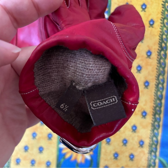 COACH Red Leather Gloves - Picture 4 of 4